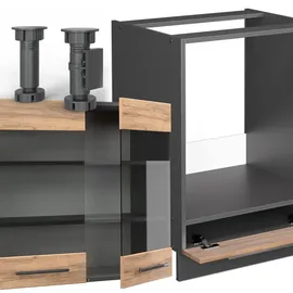 Vicco Winkelküche Fame-Line L-Form 287 cm Goldkraft Eiche/Anthrazit