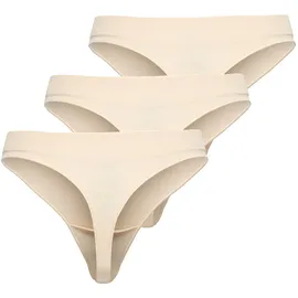 Only ONLVICKY RIB S-LESS THONG 3 St. Beige L