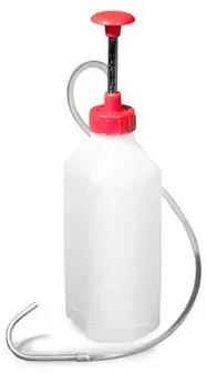 PE-Flasche mit Pumpeinheit und flexiblen Auslaufschlauch mit Aluminiumspitze, 1 Liter Volumen