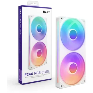 NZXT F240 RGB Core - 240 mm Einzelrahmen-Lüftereinheit mit 2 x 120 mm RGB-Lüftern - Drehzahl- und Beleuchtungssteuerung - Hoher statischer Druck und Luftstrom - 8 aRGB-LEDs pro Lüfter - Weiß