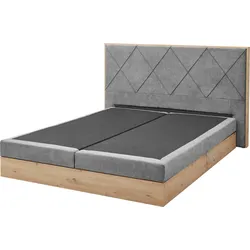 Boxspringbett ED EXCITING DESIGN "Bellevue", grau (dunkelgrau uran 03 dunkelgrau), B:205cm L:213cm, Komplettbetten, inkl. Bettkasten, wahlweise mit Matratze und Topper
