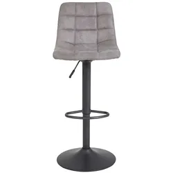 Design Barhocker in Grau Microfaser höhenverstellbar (2er Set)