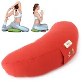 SEI Design Yogakissen Meditationskissen Yogakissen Halbmond mit Buchweizenschalen Füllung, gesticktes Motiv rot