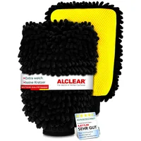 AlClear Chenille Zottelhandschuhe gelb/schwarz 2 St. 22 x 17 cm