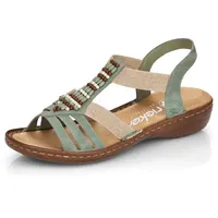 Rieker Damen Pantoletten 60851, Frauen Slipper,backless slipper,gartenschuhe,sommerschuhe,sommerclogs,schlupfschuhe,slides,grün (52),41 EU / 7.5 UK - 41 EU Schmal