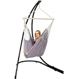 AMANKA XXL Hängesessel mit Gestell Hängestuhl für 2 Doppel Hängesitz Hängeliege Grau