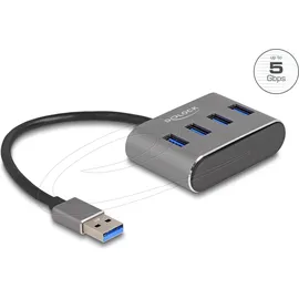 DeLock 63190 USB-Hub 4 Port USB-A USB 3.1 Gen1 5 GBit/s Schwarz 63190