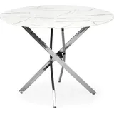 RAYMOND 3 Tisch weißer Marmor / Silber - Weiß