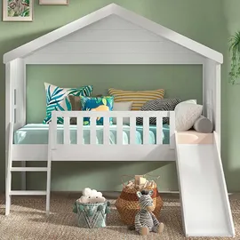 Vipack Hausbett Kiefer 90 x 200 cm massiv weiß lackiert