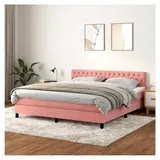 Lattenrost mit Matratze, Rosa, 180 x 200 cm, Samt, Plattform, mit Lattenhalter, einfache Montage, für Schlafzimmer, Erwachsene