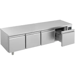 Kühltisch LIEST | 4x Schublade | 360 Liter, HxBxT 60x213x70cm | -2/+8°C | Edelstahl | + CHEFGASTRO Geschirrtuch