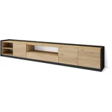 SKRAUT HOME Lowboard 310x50x37 cm Eiche Schwarz Holzwerkstoff