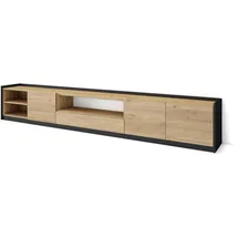 SKRAUT HOME Lowboard 310x50x37 cm Eiche Schwarz Holzwerkstoff