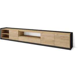 SKRAUT HOME Lowboard 310x50x37 cm Eiche Schwarz Holzwerkstoff