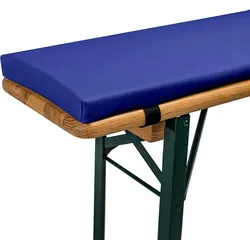 TexDeko Bierbankauflage gepolstert 220x25x4cm XL Bankauflage waschbar mit Reißverschluss zum selber aufziehen (Blau Kunstleder)