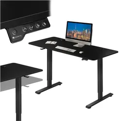 Juskys Höhenverstellbarer Schreibtisch Office Stand 140x60cm - elektrisch, Memory-Funktion - Schwarz