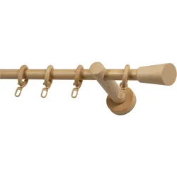 Gardinenstange GARESA "CLASSICO MOLIS", beige (natur), L:330cm, Gardinenstangen, Vorhanggarnitur, verlängerbar, Wandmontage, Keil, mit Ringe und Haken