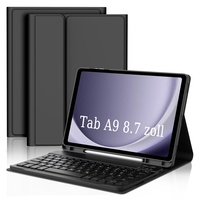 FOGARI Tastatur Hülle für Samsung Galaxy Tab A9 2023 8.7 Zoll Tablet - Tastatur für Galaxy Tab A9 (SM-X110/X115/X117), Schutzhülle mit Pencil Halter, Abnehmbarer Tastatur QWERTZ Layout - Schwarz
