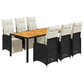 vidaXL Garten-Bistro-Set 7-tlg. Schwarz