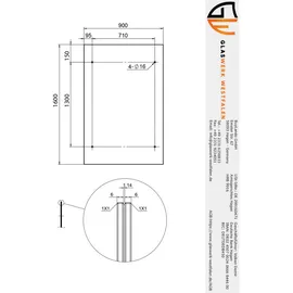 Buylando Glaswerk Westfalen- (lb)160x90cm Klar Glasvordach+halter