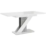 PROROOM FURNITURE Mavea Table, Esstisch - bis 160cm - 120 x 80 x 75cm , Weiß Glanz & Steinoptik