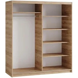 beautysofa Schwebetürenschrank Donatello 180 x 204,5 x 60 cm Eiche/Schwarz