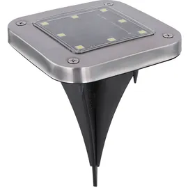 ETC Shop Solarlampe Garten Deko Solarlampen für Außen Wegelampe Bodenleuchte Gartenleuchten Solar mit Erdspieß, Kunststoff Edelstahl, LED kaltweiß, LxBxH 10x10x13 cm,