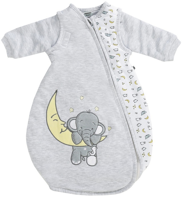 Schlafsack Elefant & Mond (120 Gramm Wattiert) In Grau