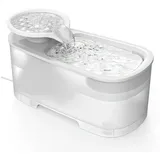 SURFOU Trinkbrunnen Katzenbrunnen 2.5L Trinkbrunnen 2.5 W für Katze, USB Aktivkohlefilter 304 Edelstahl Durchsichtiger PP-Wassertank weiß