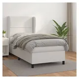 vidaXL Boxspringbett mit Matratze Weiß 90x200 cm Kunstleder