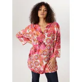 aniston plus Schlupfbluse mit extravaganten farbenfrohes Blumen-Paileydessin Lila/Orange/Pink/Schwarz 52