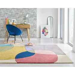 Kadima Design Eleganter Wohnzimmer-Teppich `Aire`, 100% Wolle, Farbe: Multi, 200x290 cm
