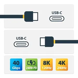 Startech StarTech.com 1m USB4 Kabel, USB-IF Zertifiziertes USB-C Kabel, 40Gbps, 240W PD 3.1 EPR, 8K120Hz, USBC Monitor/Ladekabel,TB4/3