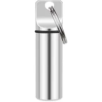 Pillendose Schlüsselanhänger, Klein Pillendose Schlüsselanhänger, Tragbare Mini-Pillendosen, Aluminiumlegierung Pillenbox, Wasserdichte Klein Tablettenbox (Silber)