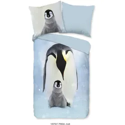 good morning Wendebettwäsche »Pinga«, Flanell, Biber, Winter, Warm, Reißverschluss, Wende, Pinguine, Schnee good morning Multi B/L: 155 cm x 220 cm