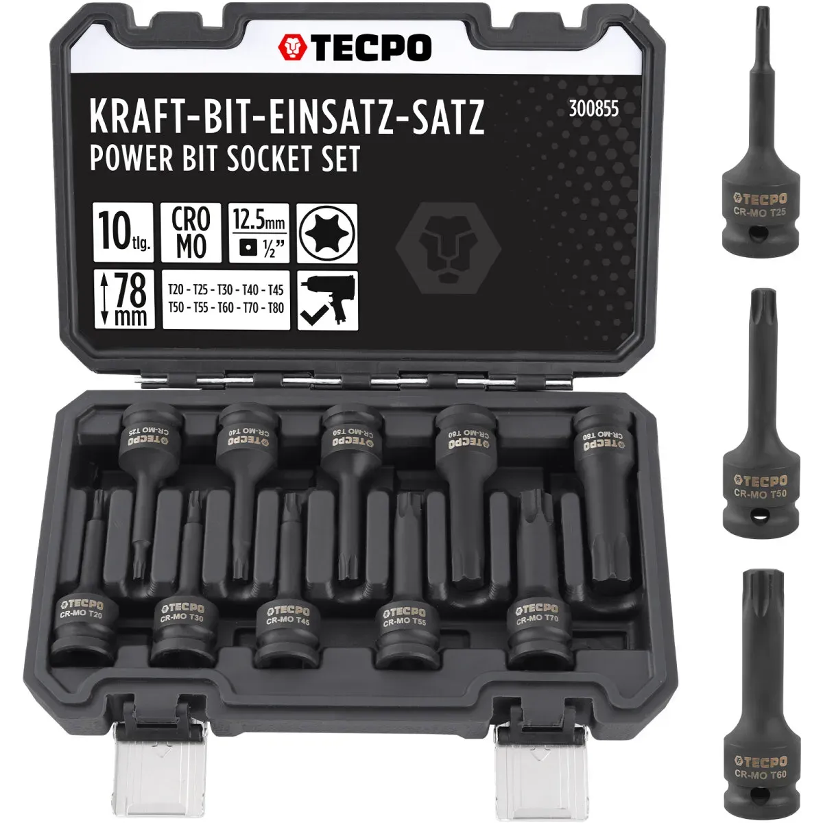 TECPO Kraft-Bit-Einsatz-Satz | T20-T80 | 10-tlg.