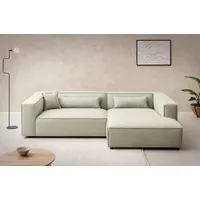 LeGer Home by Lena Gercke Ecksofa »PIARA XXL, Big-Sofa in Cord oder Leinenoptik, L-Form, mit Kedernaht«, wahlweise Ottomane rechts/links, schwarze Füße, extra tiefe Sitzfläche, grün
