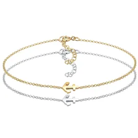 Elli Armband Damen Set Anker Paar Freundschaft Bi-Color in 925 Sterling Silber