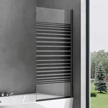 SoGood Doporro® Badewannenaufsatz Design-duschwand Für Badewanne 80x140cm Schwarz Duschabtrennung Esg-sicherheitsglas In Milchglas Streifen Inkl. Nano-beschichtung Badewannenfaltwand Cortona201ms - Teilsatiniert, Schwarz