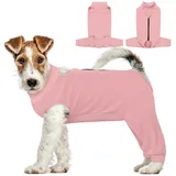 AOFITEE Hundebody Nach Op, Atmungsaktiv Wundschutzanzug für Hunde Nach Op, Hundebody Nach Op Hündin mit Bein, Hund Leckschutz für Hinterbeine Anti-lecken Schutzanzug nach Kastration, Rosa XS
