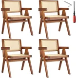 TecTake GmbH Esszimmerstuhl Lissy mit Wiener Geflecht, Belastbarkeit 120 kg  4er SetEiche dunkel