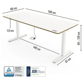 Yaasa Schreibtisch Desk Pro 180 x 80 cm Multiplex Weiß/Weiß
