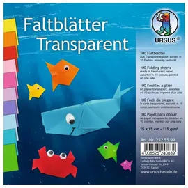 Ursus Transparentpapier Faltblätter 15 x 15 cm 115 g/qm 100 Blatt 10 Farben