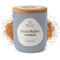 POTLUCK | Steak-Pfeffer exotisch | Gewürzmischung im Keramiktopf | 80g | Vegan, glutenfrei und mit natürlichen Inhaltsstoffen