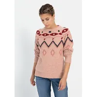 CAMEL ACTIVE Strickpullover mit Norwegermuster in Pink-Rot | Gr.: