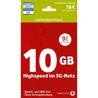 Vodafone Callya Allnet Flat S Prepaidkarte, (6GB Datenvolumen) rot