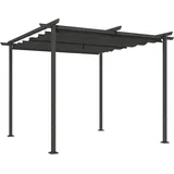 Outsunny - Pergola 3x3m Garten Pavillon Terrassendachung aus Metall, Gartenpavillon mit Verstellbares Sonnendach, uv Schutz 30+ Freistehender