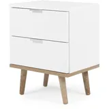 furn.design Nachttisch Lundby weiß Eiche 40 x 52 cm 2 Schubkästen, skandinavisch, Colory