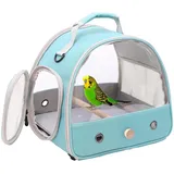 Interfashioner® Transporttasche für kleine Vögel, tragbarer Vogelkäfig für Papageien, Sittiche, Wellensittiche, Reptilien, mit weicher Matte und Holzständer (grün)