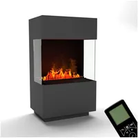 GLOW FIRE Elektrokamin OGF 1 Mini Wasserdampf Kamin, Standkamin, Elektrischer Kamin, Wasserdampfkamin mit 3D Feuer und Knisterfunktion grau